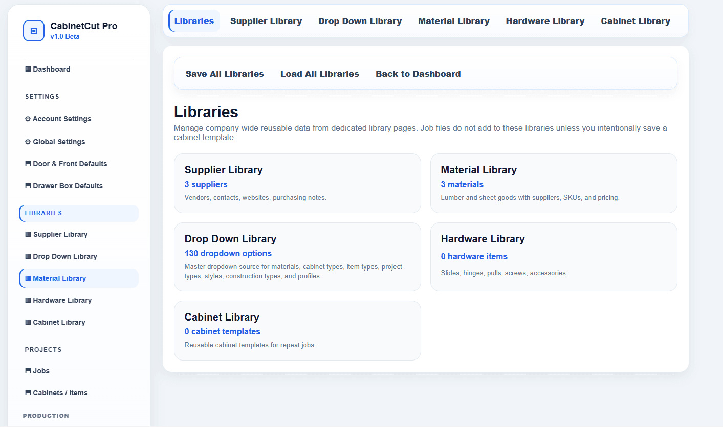 Libraries screenshot